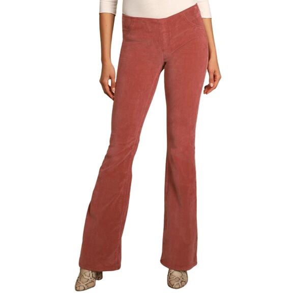 Free People Pants Womens Size 31 Pink Flare Corduroy Pull On Bratz 90s Retro - Picture 1 of 12